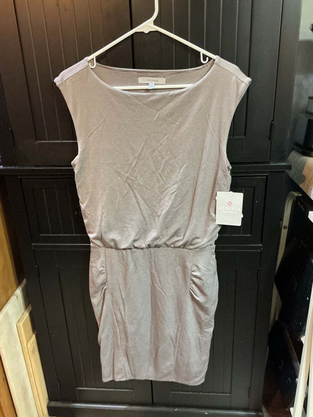 NWT Athleta Westwood Dress Micro Stripe Ruched Sleeveless Jersey XS